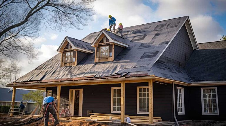 Homeowner places labeled holiday decoration bins on a stable attic shelf away from roof vents and rafters.